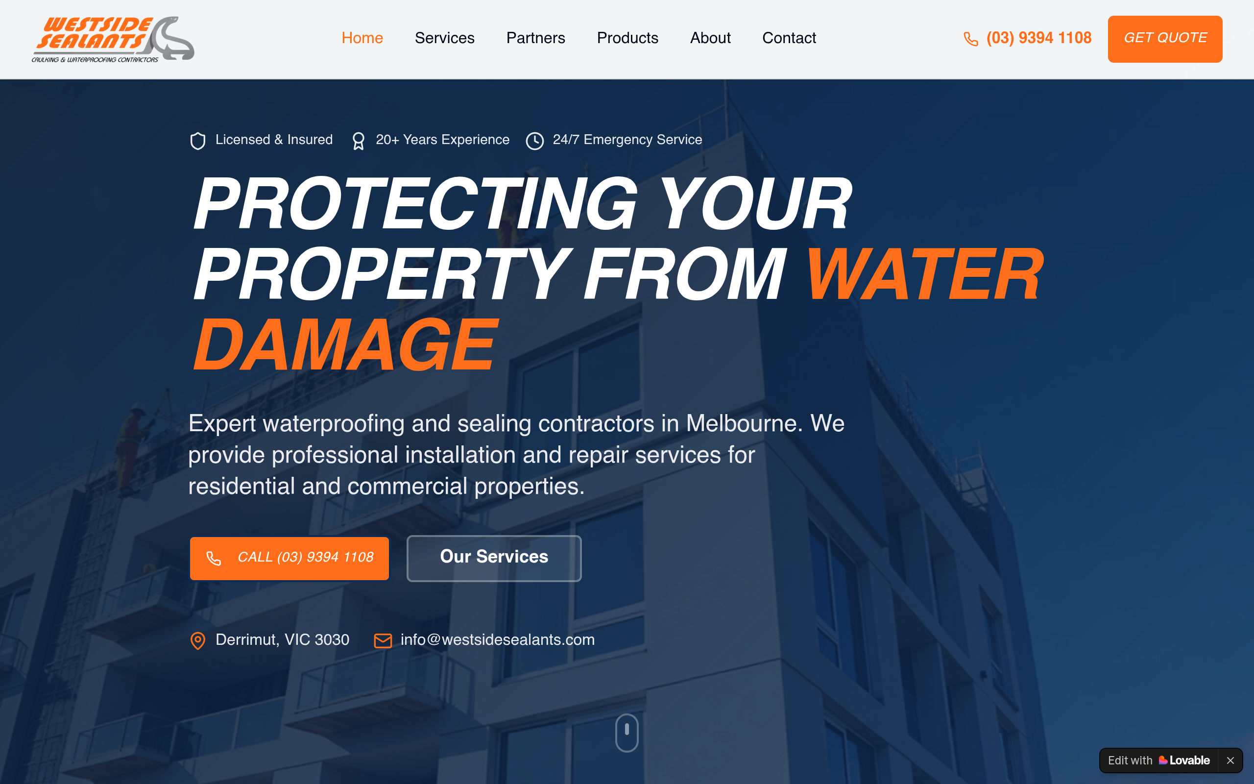 Screenshot of Westside Sealants